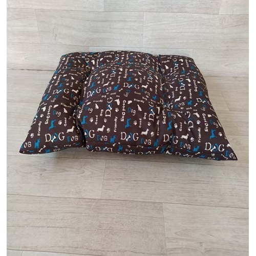 Poduszka dla psa wzór niebieskie pieski  na leżąco